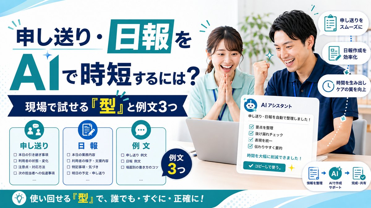 申し送り・日報をAIで時短するには？障がい福祉の現場で試せる例文3つ
